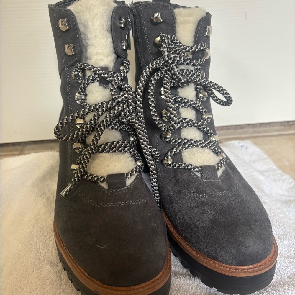Combat Cozy Cabin Indigo Rd Women's Charcoal Lace Winter Boho Heel Boots 7 1/2 - Picture 3 of 4